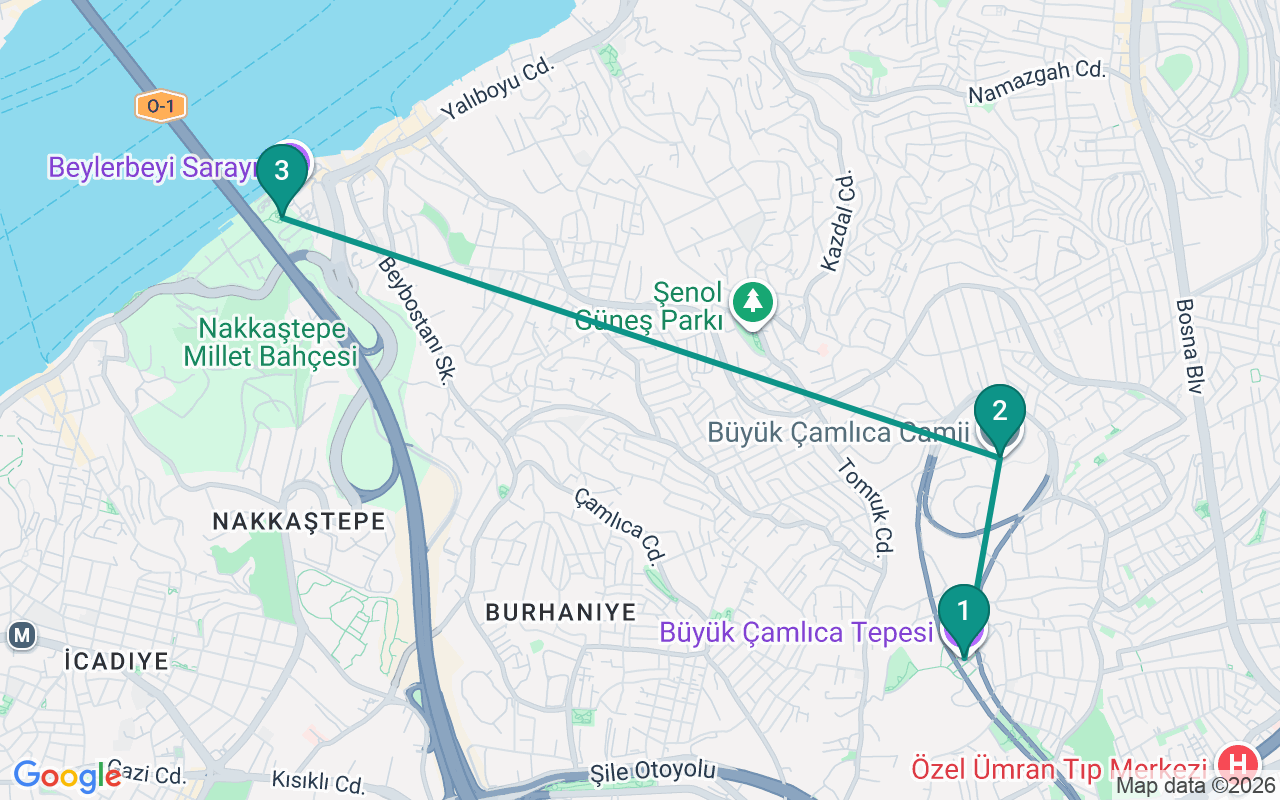 Route —  →  → 