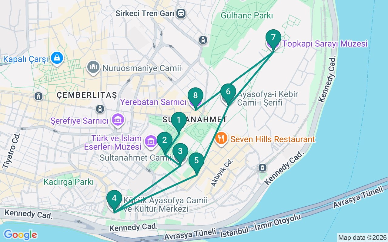 Route —  →  →  →  →  →  →  → 