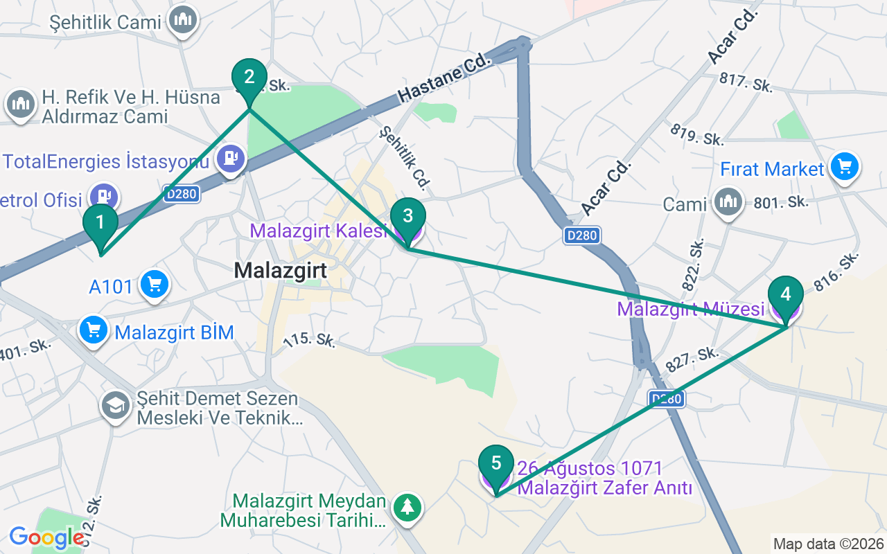 Route —  →  →  →  → 