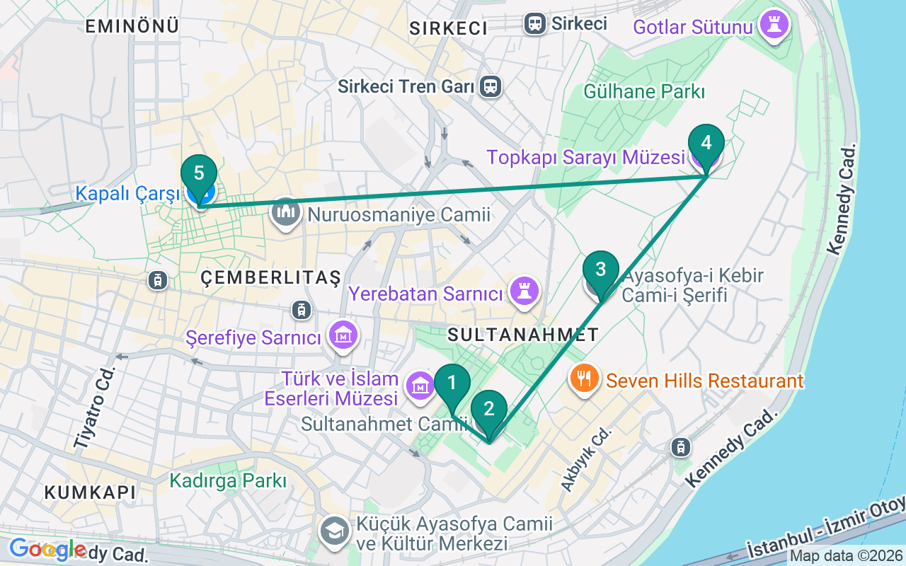 Route —  →  →  →  → 